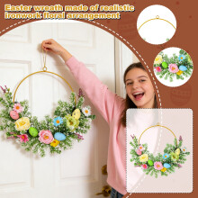Ghirlanda pasquale con uova e fiori, 35 cm