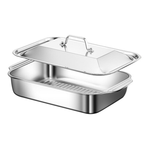 Bandeja de servir de acero inoxidable de 41x25x7,5 cm.
