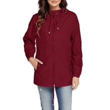 Waterdichte outdoorjas voor dames met capuchon, zakken, lange mouwen, casual model met capuchon en verstelbare capuchon.