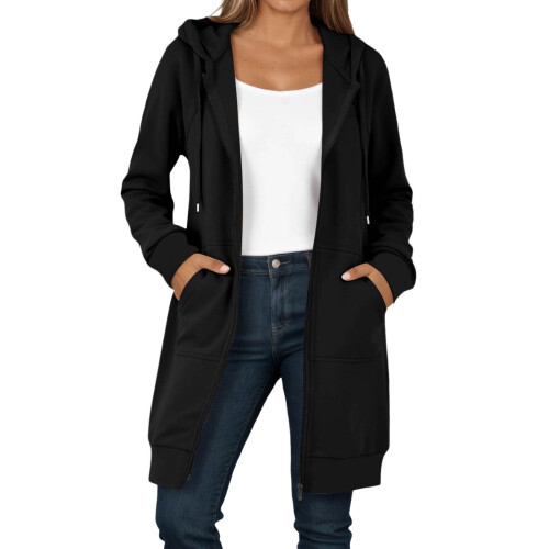 Veste sweat-shirt décontractée à capuche et fermeture éclair
