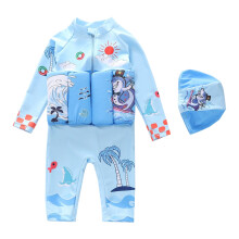 Traje de baño infantil flotante con protección UPF50+ y manga larga para niños de 6 a 7 años.
