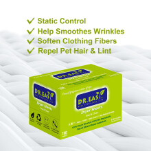 Dr.Easy Dryer Sheets Free & Clear Plant Based all ingredients for Sensitive Skin 160 Ct 100% Rayon Fabric Softener sheet unscented & no dyes Reduce