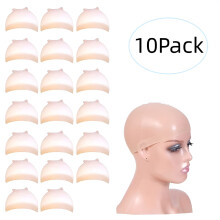 Perückenhauben aus dehnbarem Nylon, hautfarben, 10er-Pack