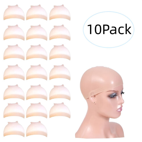 Perukmössor i nylon, stretchig, hudfärgad, 10-pack