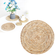 Rundes Tischset aus gewebter Wasserhyazinthe, 33 cm