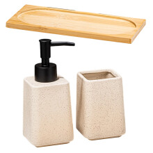Set of 3 Ceramic Liquid Soap Dispenser with-cream colored