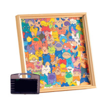 Ramă foto puzzle pisică din lemn Decor 3D DIY pentru casă