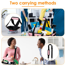 BUTORY Cleaning Caddy Bag Pink with Handle and Multiple Pockets, Multifunctional Cleaning Caddy Organizer Bag with Adjustable Shoulder Strap, Large