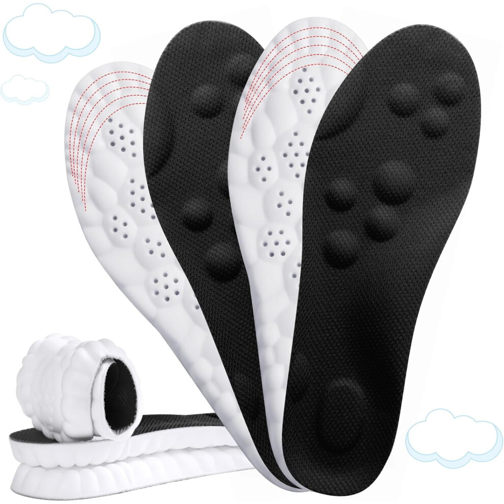 Black Qianjia 2 Pairs 4D Cloud-Like Comfort Insoles For Men Â Memory Foam, Trim-To-Fit, Arch Support, Foot Pain & Fatigue Relief (Us M 7.5Â10.5)