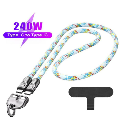 240-W-USB-C-Ladekabel für Handys, 7 mm Nylon, Umhängetasche oder