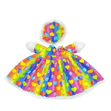 Doll Dress Set Heart Print Pleated Skirt Bonnet 18 Inch