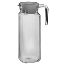 Jarra de vidrio transparente de 1,3 litros con tapa y boquilla.
