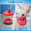 Spin Mop Head Replacement Compatibility with Vileda All Turbo System, 2 Microfiber Mop Refill+1 Handle+1Base+1 Cleaning Brush Comb, Shower Floor 3