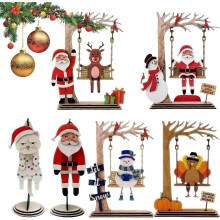 Decorazione a dondolo in legno a forma di Babbo Natale – Realizzata a mano, 20x13 cm