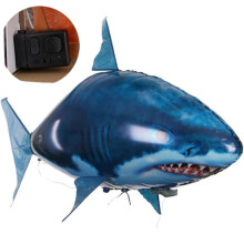 (Blue)Remote Control Shark Toys Air Swim Rc Animal Radio Fly Balloon Clown Animal Fish