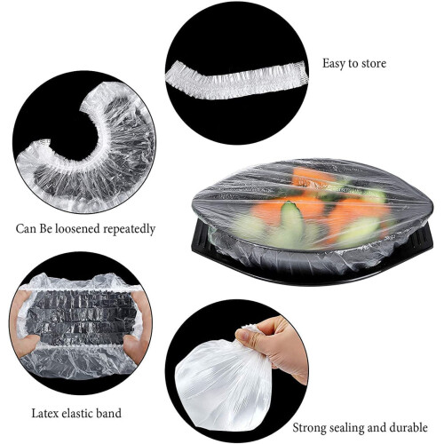 Couvercles élastiques réutilisables pour la conservation des aliments (100 pièces) – Couvercles extensibles pour bols, adaptés à différentes 2