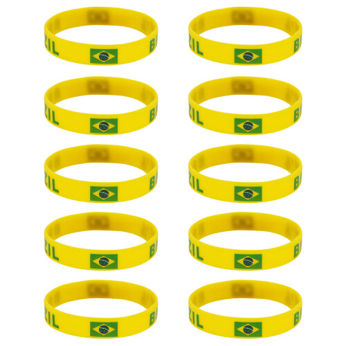 Packung mit 10 Stück Silikonarmbänder für-Brasilien
