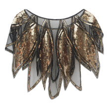 Retros Embroidered Capes For Wedding Sequins-black gold