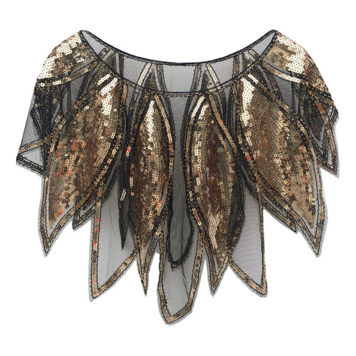 Retros Embroidered Capes For Wedding Sequins-black gold
