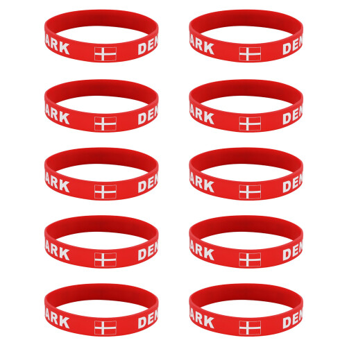Packung mit 10 Silikonarmbändern für-Dänemark
