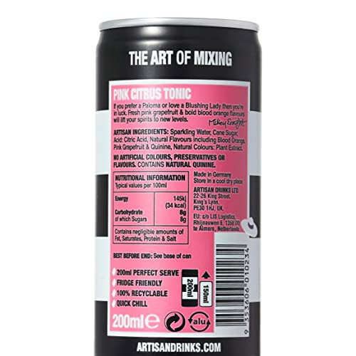 Artisan Pink Citrus Tonic Can, 200ml (Case 24) 2