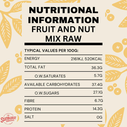 Sunburst Snacks Raw Mixed Nuts & Fruit, Unsalted, 1kg 1