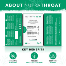Nutra Tea NUTRATHROAT - Throat Herbal Tea | Throat Comfort Tea - For Sore Throat & Coughs With Marshmallow Root, Slippery Elm And Fenugreek - 60
