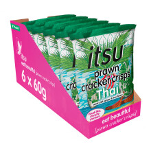 itsu Prawn Cracker Crisps Thai Sweet Chilli Flavour 60g | Sharing Bag | Healthy Snack | Pack of 6