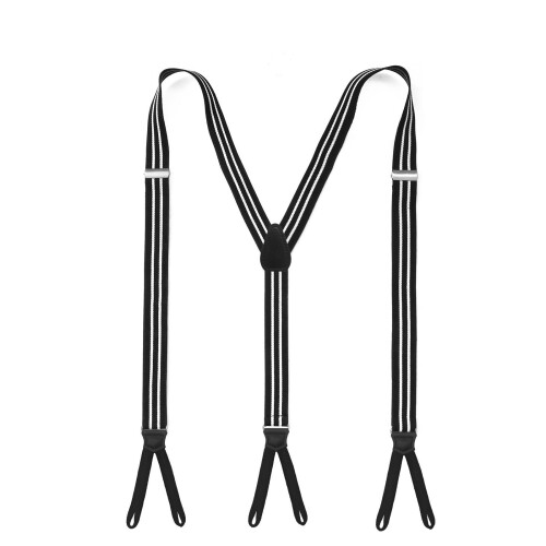 Retro Suspenders Comfortable Design Strap-black and white stri