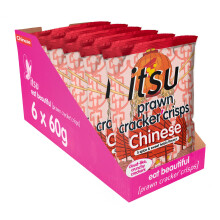 itsu Prawn Cracker Crisps Chinese Hoisin Flavour 60g | Sharing Bag | Healthy Snack | Pack of 6