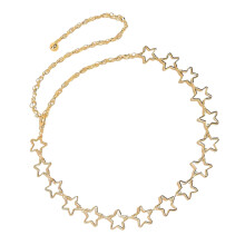 Retro Hollow Star Design Metal Waist Chain For Unisex Use-Gold