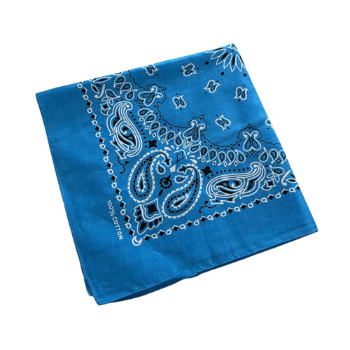 Cashew Pattern Cotton Head Scarf Square HeadWrap-Lake Blue