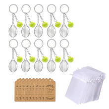 10 Stück Tennis-Themen-Schlüsselanhänger mit Organza-Kordelzug