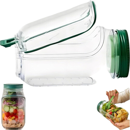 Salad Jar with Side Opening and Dressing Compartment, 1 pc