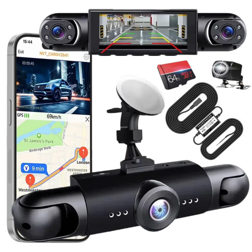 Dashcam-system, 4 kanaler, 64 GB mörkerseende