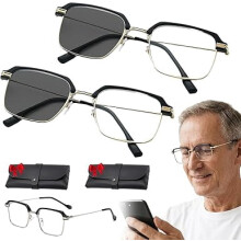 Lunettes de lecture semi-cerclées noires et dorées à vision nette et précise pour hommes et femmes, lunettes de lecture intelligentes à zoom