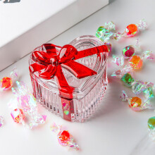 Crystal Glass Candy Jar with Lid – Red, European Style