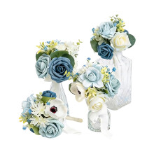 Set mit 4 künstlichen Hochzeitssträußen aus Seide, geeignet-2