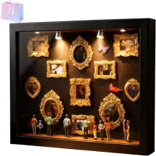 Mini marcos dorados DIY Silhouette Box – 8 marcos + 10