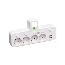 Slimme torenvormige stekkerdoos met USB-poorten en individuele aansluitingen