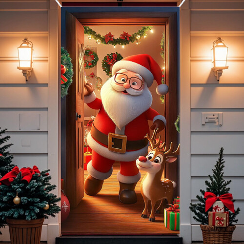Weihnachtsmann-Türverkleidung 90 x 180 cm