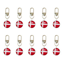 10pcs Beautiful Country Flag Key Chain With Alloy Hook-Denmark