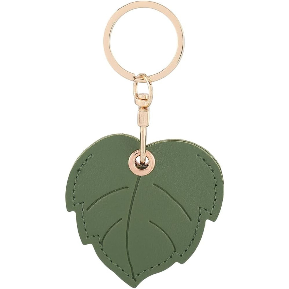 Pu Airtag Holder With Alloy Ring Keychain Dark/Green 900223122629