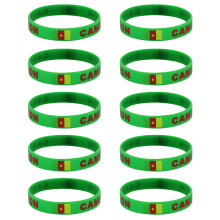 10Pcs Colorful Soccer Themed Silicone Bracelets For-Cameroon