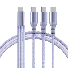 USB Type-C 3-i-1 ladekabel for telefoner, nettbrett og