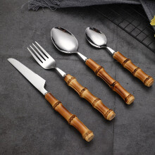 Camping Bamboo Kitchen Set Stainless Steel 1 Set