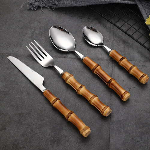 Camping Bamboo Kitchen Set Stainless Steel 1 Set