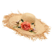 Wide Brims Beach Cap Elegant Straw Fisherman Hat With-Khaki