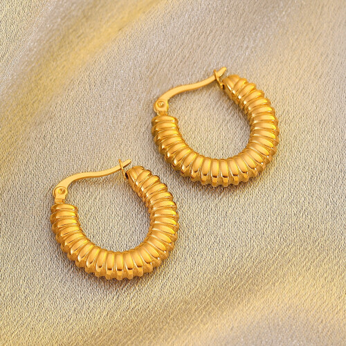 14K Gold Plated Triple Huggie Stud Earrings