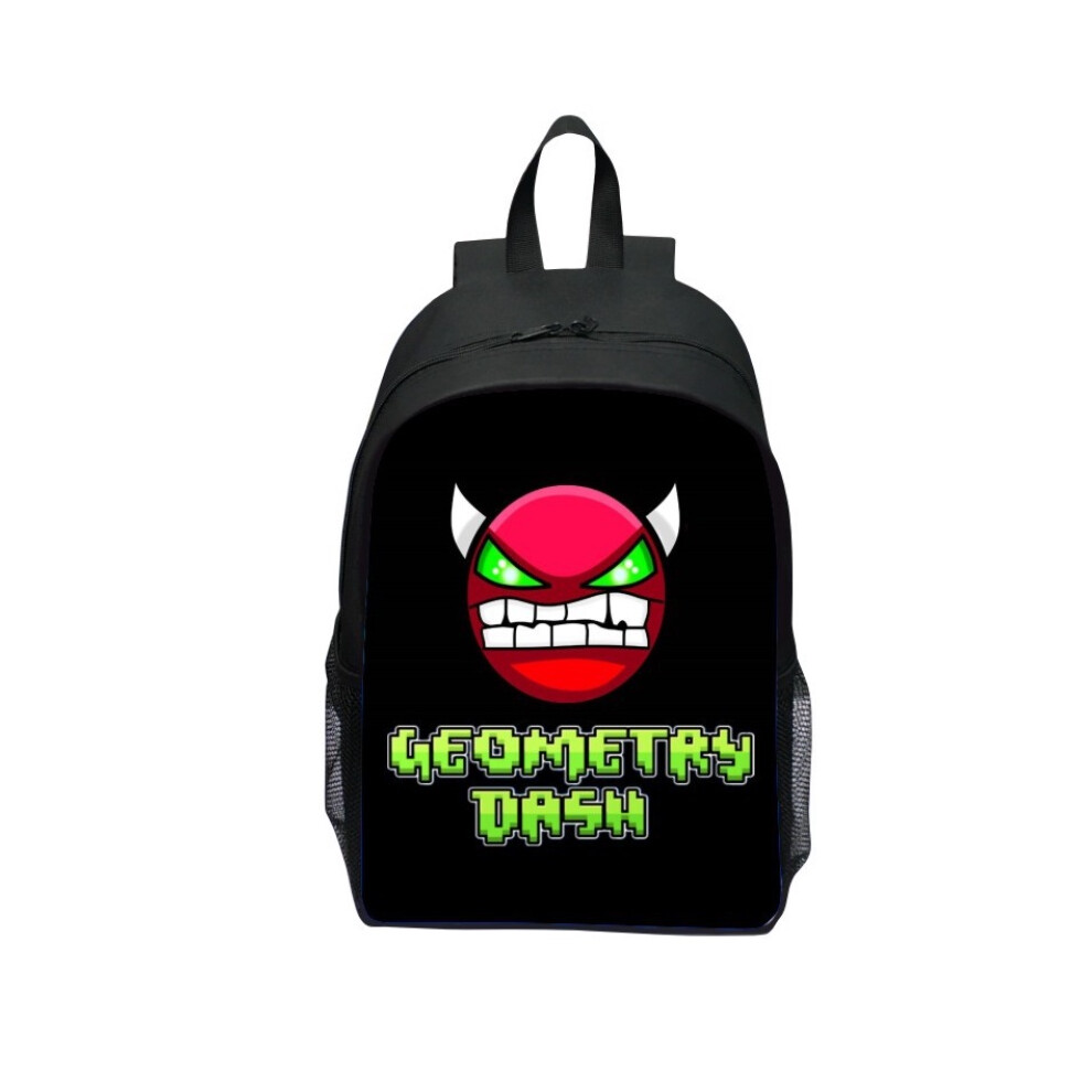 ( Backpack) Dash Geometry Cartoon Backpack Pencil Case Large Capacity Bags Schoolbag Travel Black